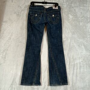 Y2K vintage true religion low rise flare Joey button flap pocket jeans sz 29